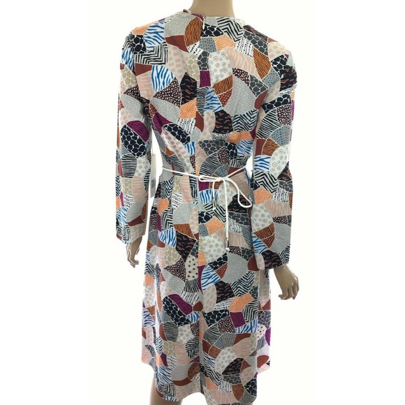 Edun NWT Dress Ecru Multi-Color Broken Tile Poplin Cotton Cut Outs at Waist - Picture 2 of 7